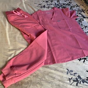 Limited edition Brest cancer awareness pink figs scrubs .